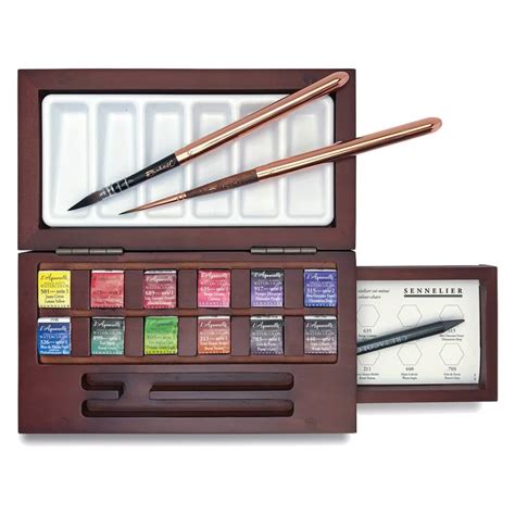 sennelier watercolor metal box 12 half pan set|sennelier l'aquarelle.